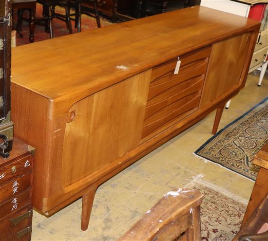 A Danish mid century teak sideboard, W.210cm, D.50cm, H.80cm